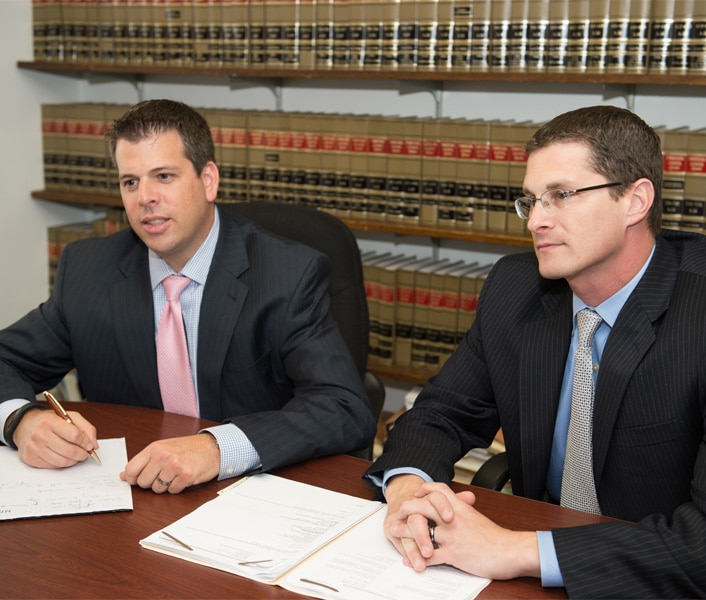 personal injury lawyer in Philadelphia, PA, meeting with a client at their office in Center City Philadelphia, PA